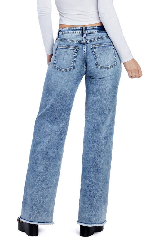 Hint Of Blu Drawstring Wide Leg Jeans In Hippie Blue