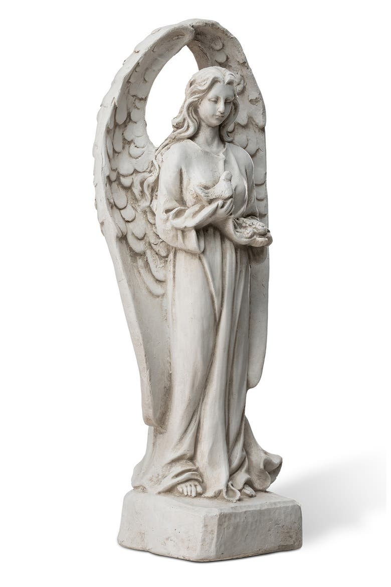 20.5"H MGO Standing Archangel Garden Statue Sculpture, Alternate, color, White