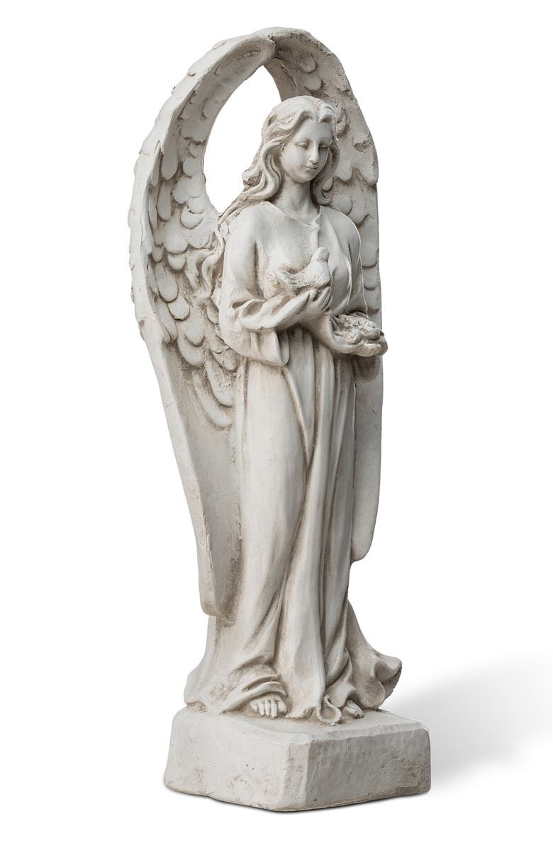 Glitzhome 20.5"H MGO Standing Archangel Garden Statue Sculpture, Alternate, color, White