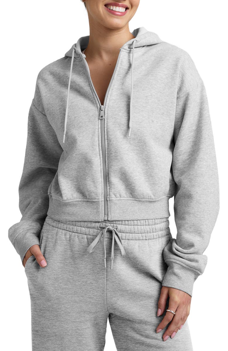Beyond Yoga LuxeFleece Zip-Up Hoodie, Main, color, Light Heather Gray