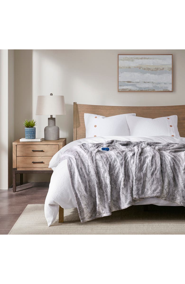 BEAUTYREST Zuri Heated Faux Fur Wrap, Alternate, color, 