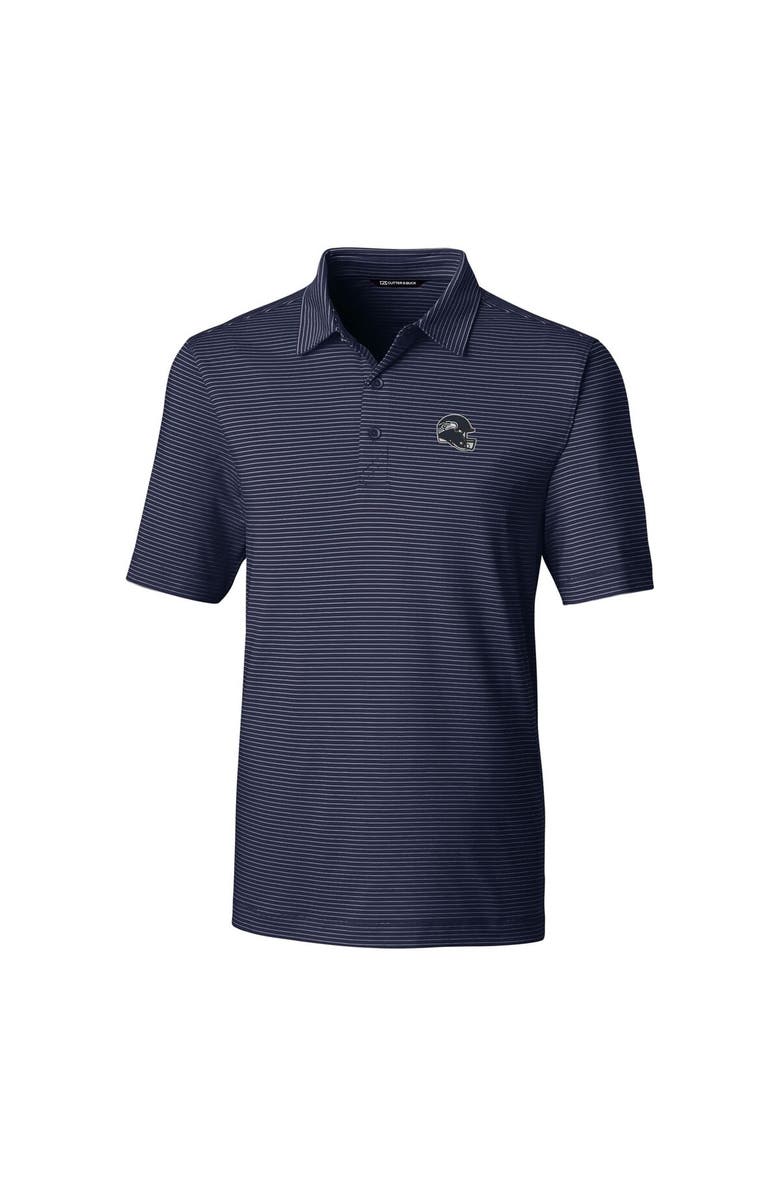 Cutter & Buck Men's Cutter & Buck  Navy Seattle Seahawks Helmet Forge Pencil Stripe Stretch Polo, Alternate, color, 