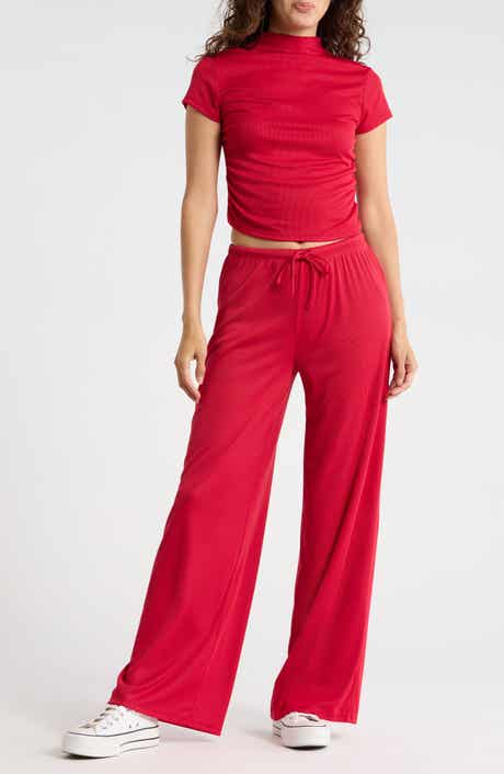 Madden Girl Funnel Neck Short Sleeve Top & Pants Set