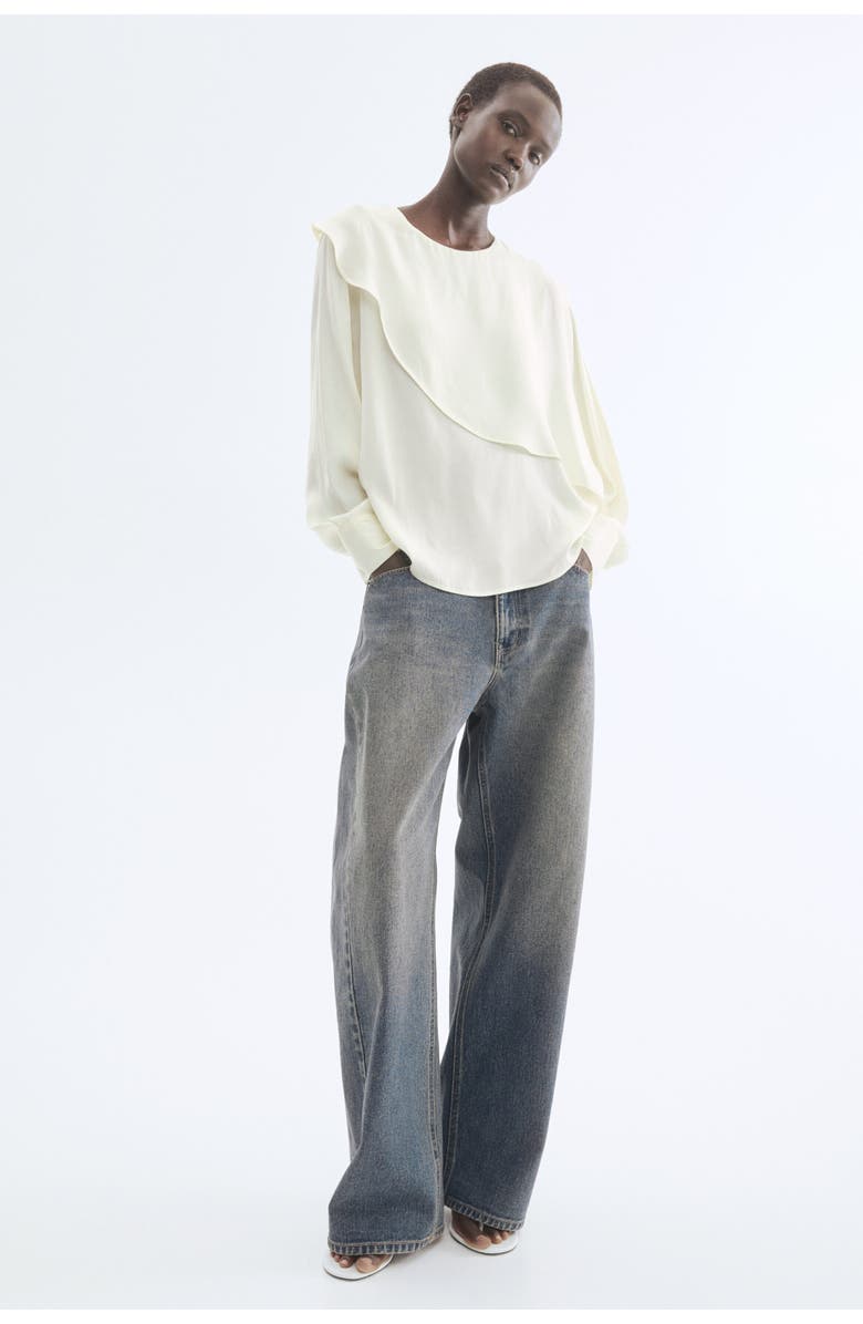 H&M Cape-detail Blouse, Main, color, Cream