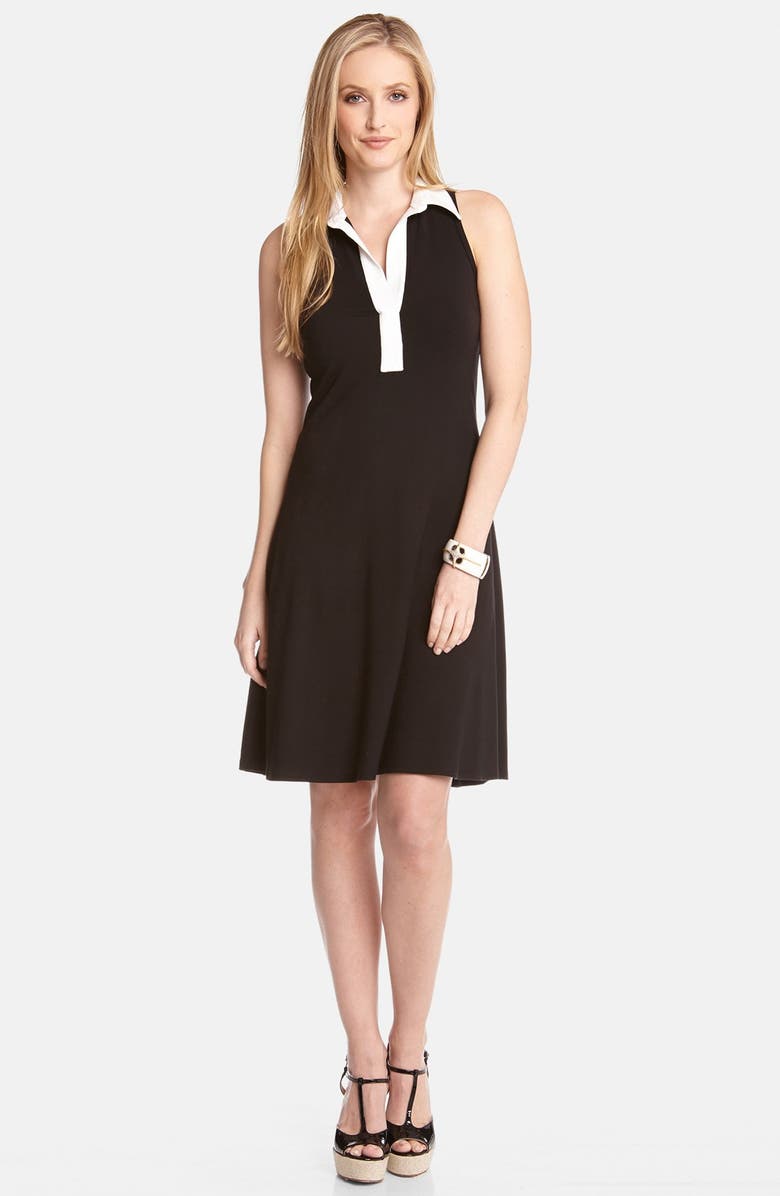 Karen Kane Contrast Placket Fit & Flare Shirtdress, Main, color, 