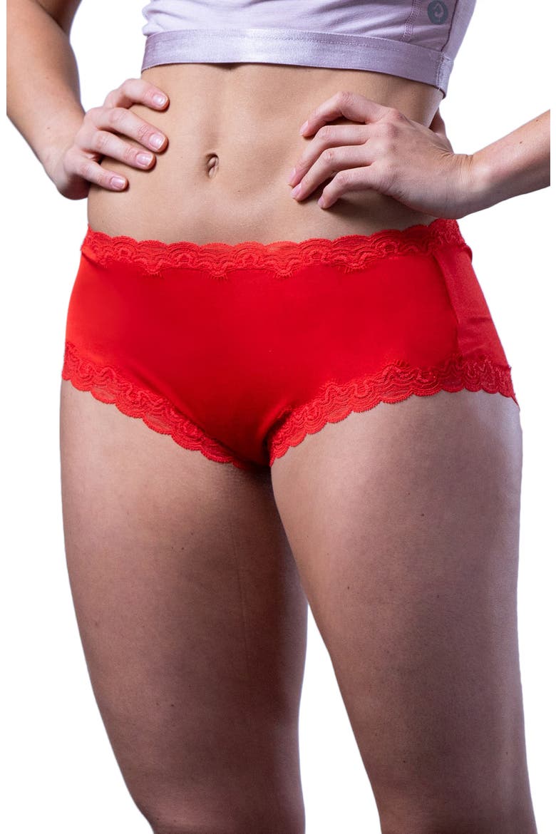 Soft Silk Lace Trim Silk Briefs, Main, color, FIERY RED