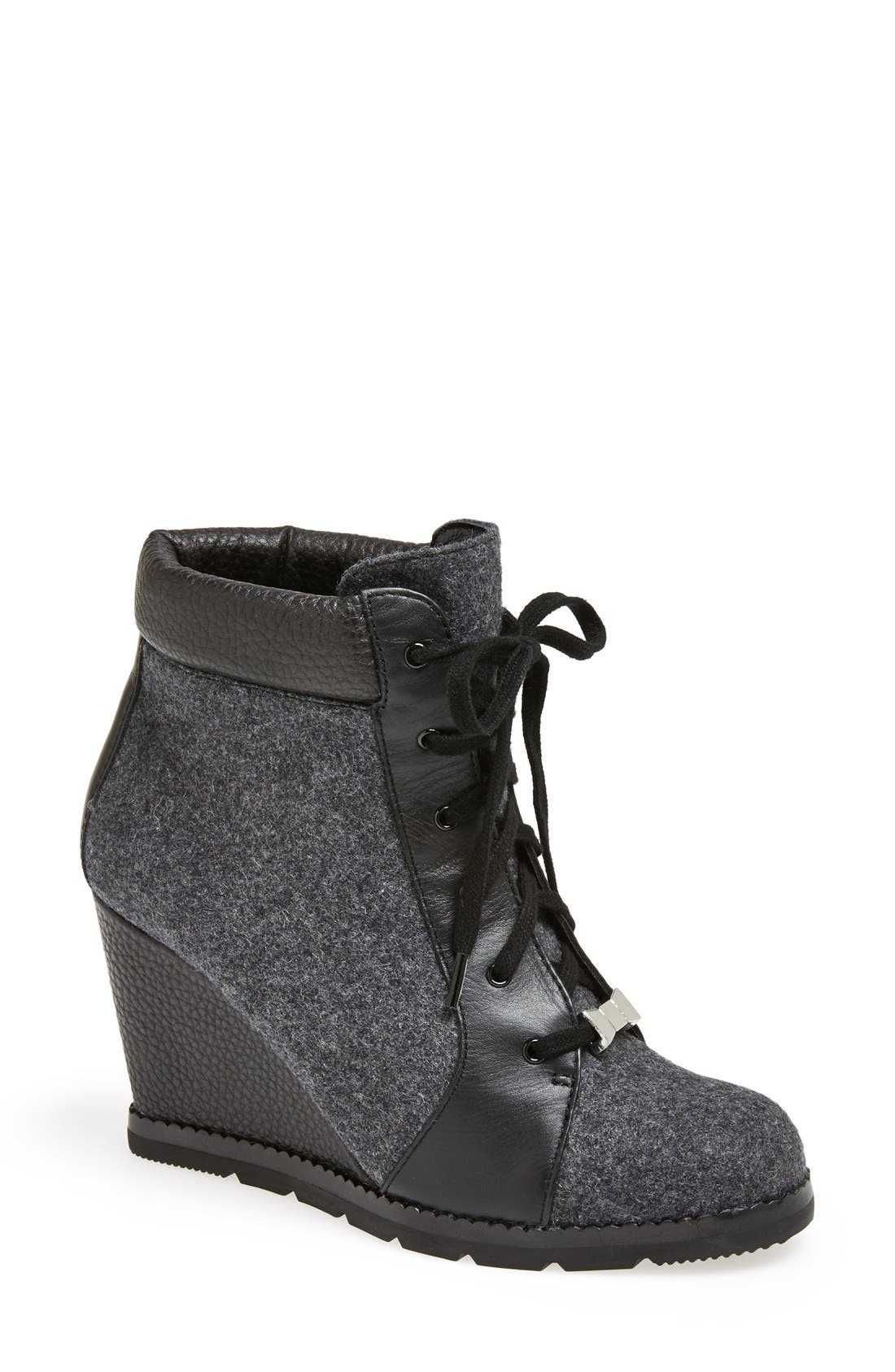 'saja' wedge bootie, Main, color, BLACK/ GREY