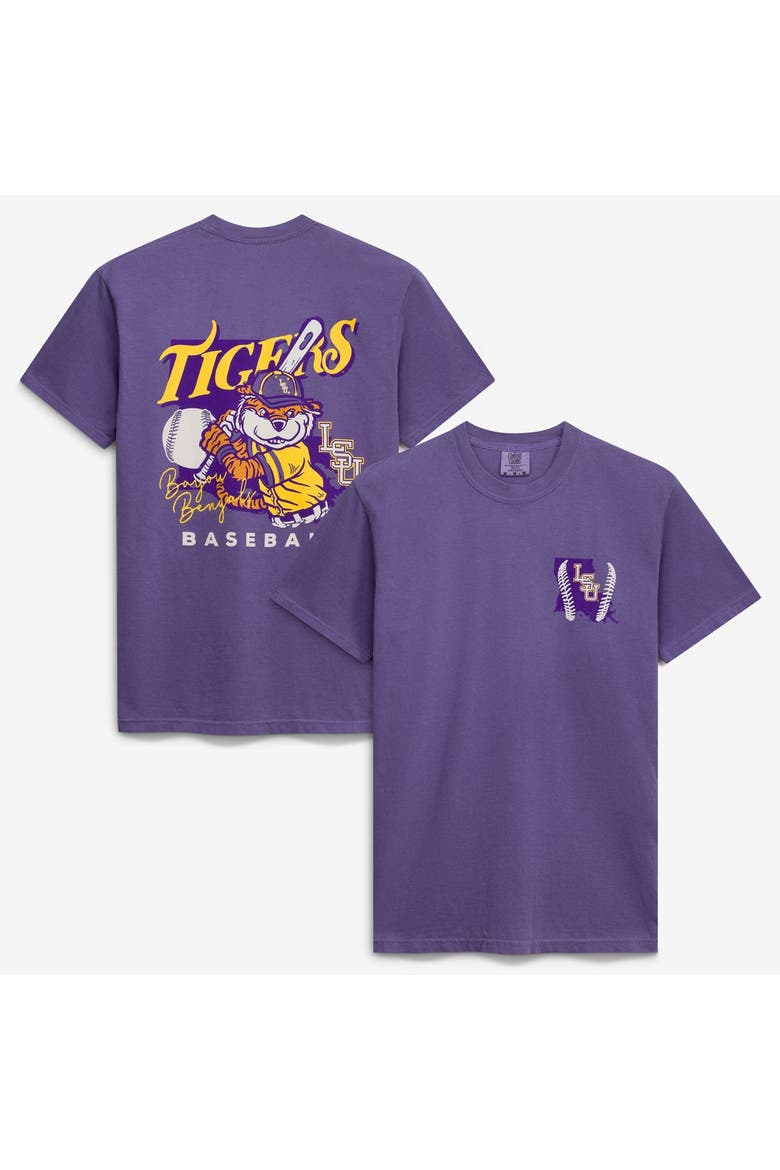 Men's  Purple LSU Tigers Drawn Mascot Baseball T-Shirt, Main, color, Purple