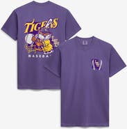 IMAGE ONE Men's  Purple LSU Tigers Drawn Mascot Baseball T-Shirt