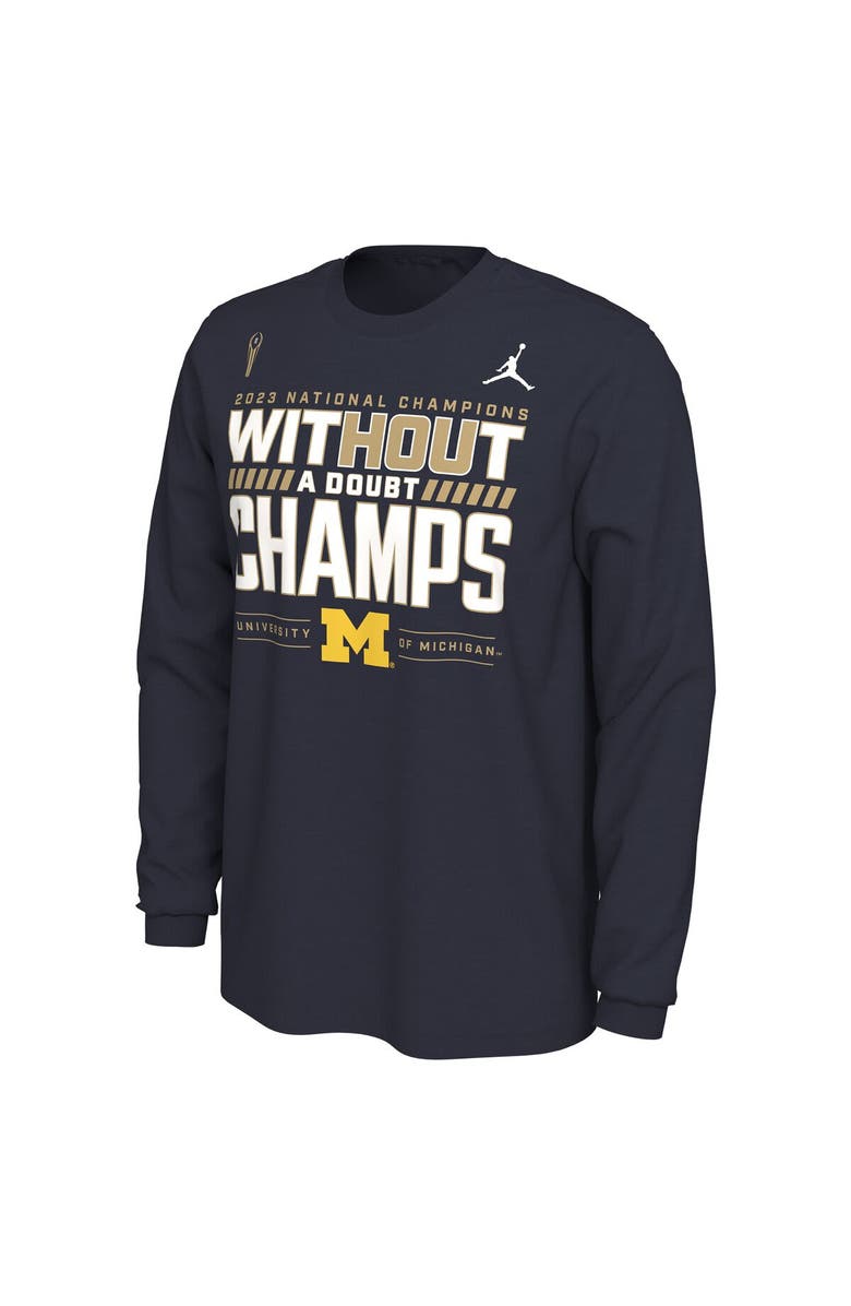 Jordan Brand Men's Jordan Brand Navy Michigan Wolverines College Football Playoff 2023 National Champions Locker Room Long Sleeve T-Shirt, Alternate, color,
