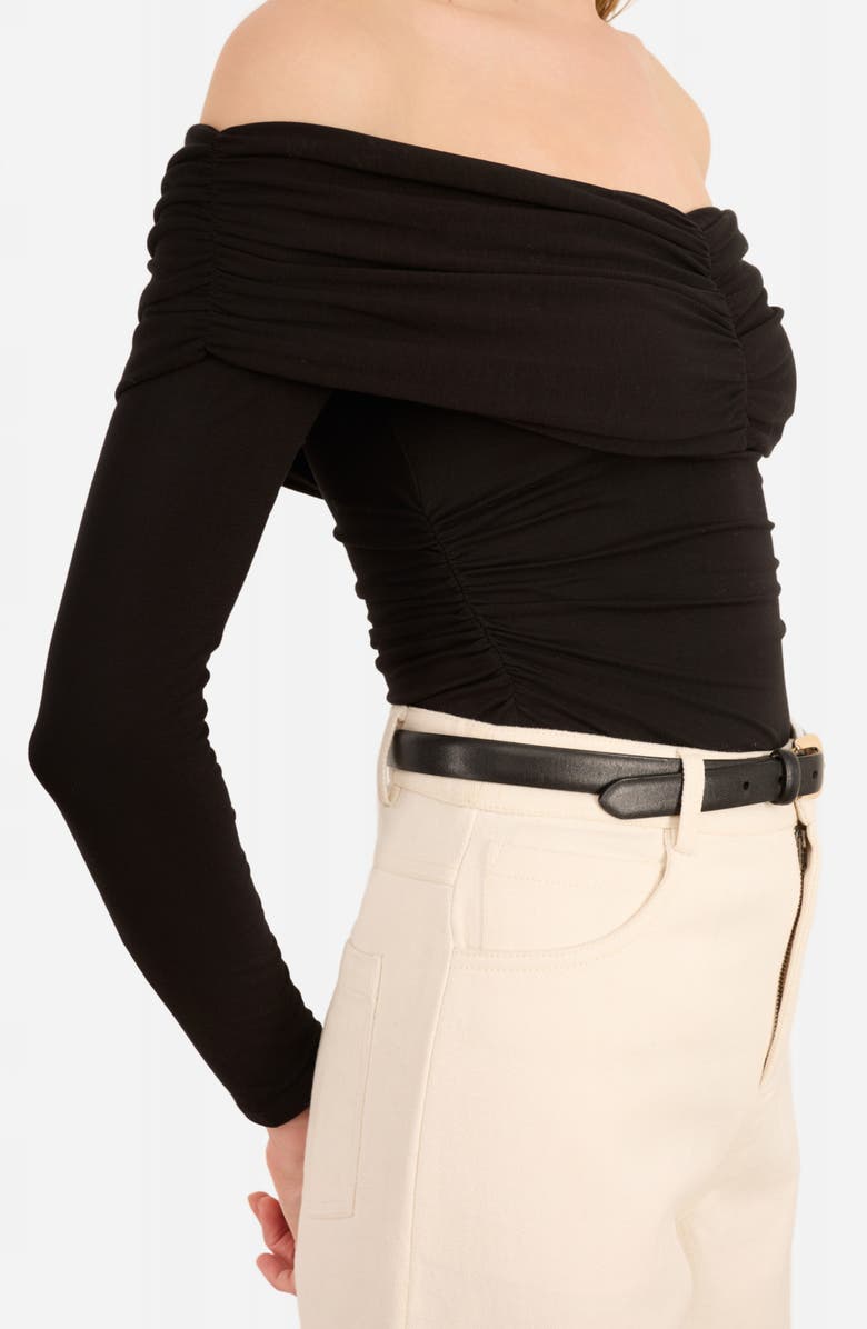 CAMI NYC Julien Off the Shoulder Long Sleeve Bodysuit, Alternate, color, Black