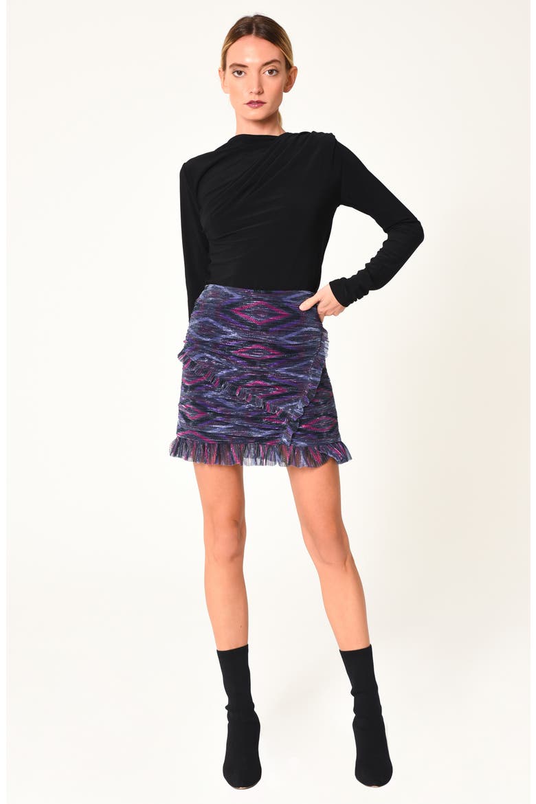 Halani Plisse Frill Miniskirt, Alternate, color, PURPLE MULTI