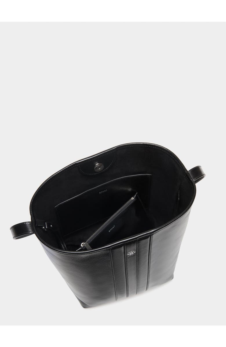 Bally Signature Bucket Bag in Buffalo Leather, Alternate, color, Black+Palladio