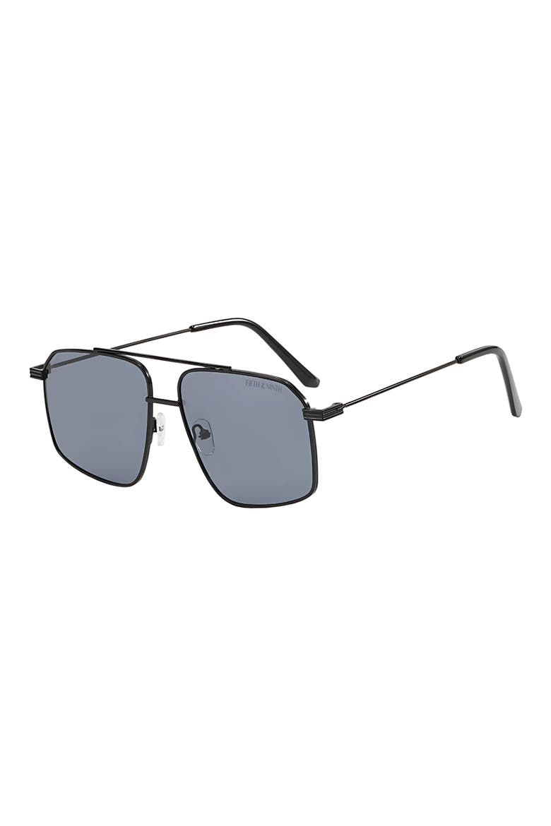 Arden 56mm Polarized Aviator Sunglasses, Alternate, color, BLACK / BLACK