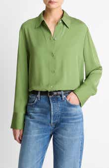 Stretch Silk Button-Up Shirt