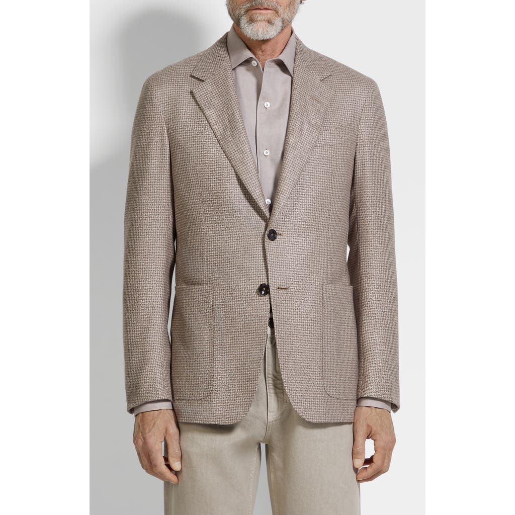 Zegna Gingham Single-breasted Blazer In Brown