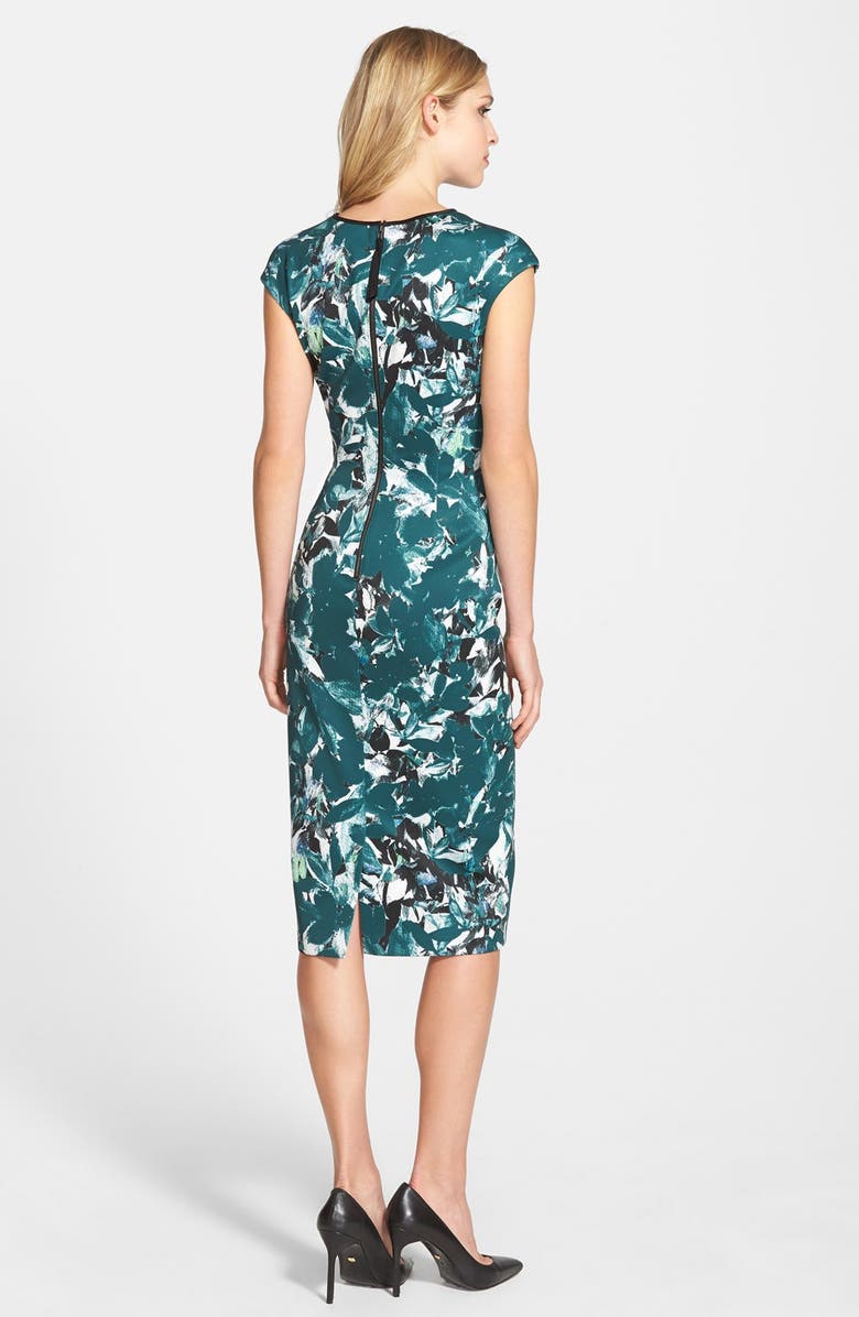 Maggy London 'Shadow Branch' Print Scuba Midi Dress, Alternate, color, 