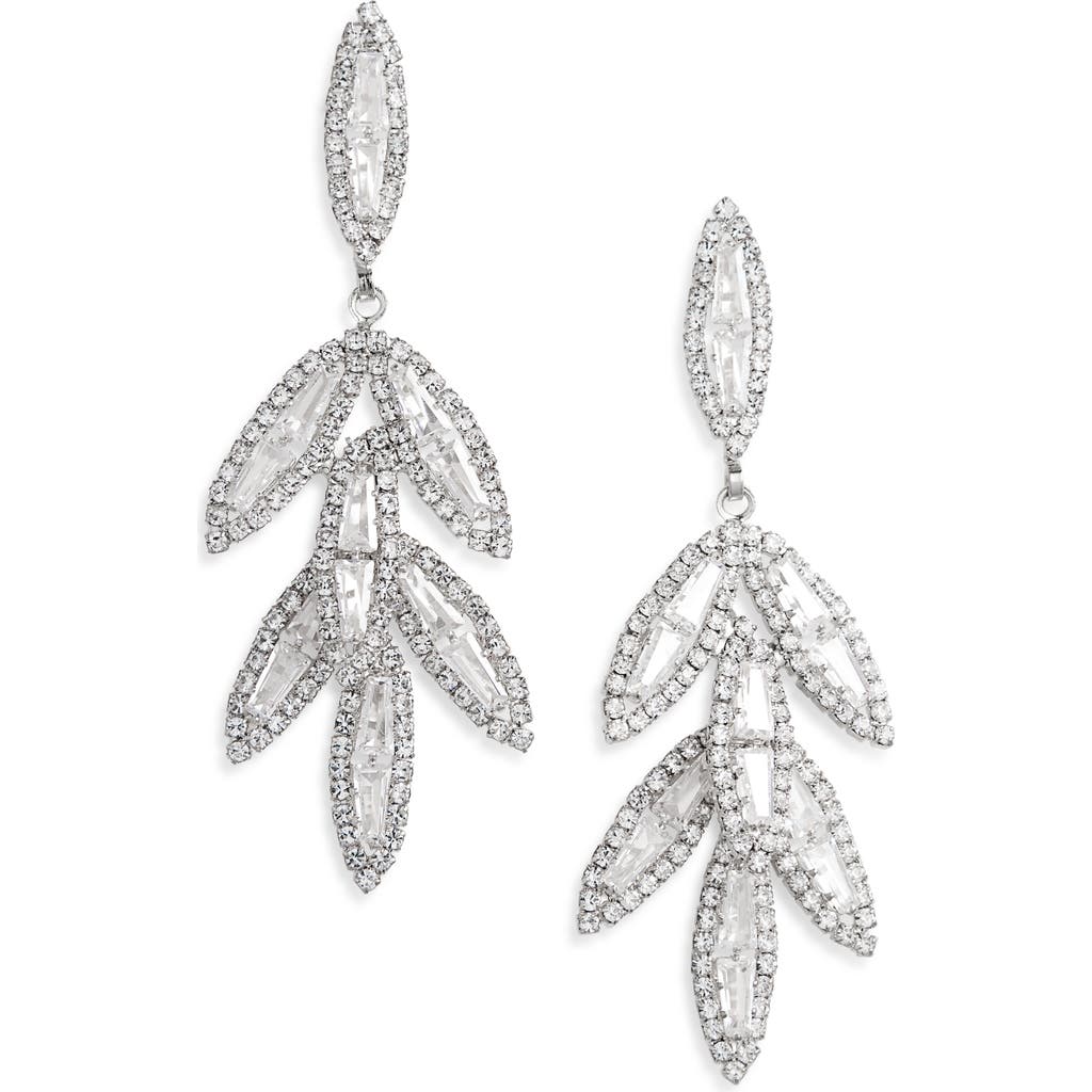 Tasha Cz Leaf Drop Earrings In Metallic
