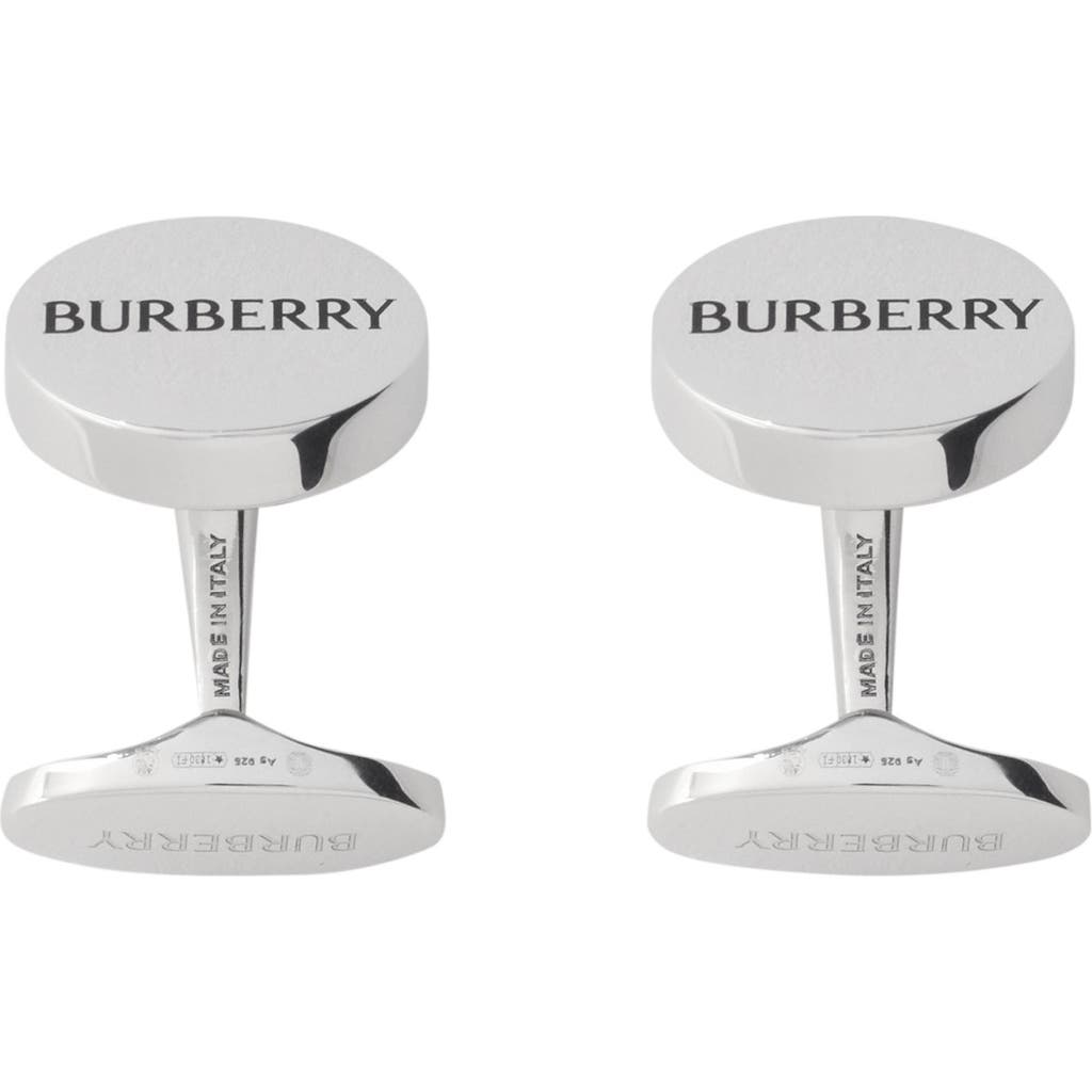 Burberry Logo Cufflinks In Silver