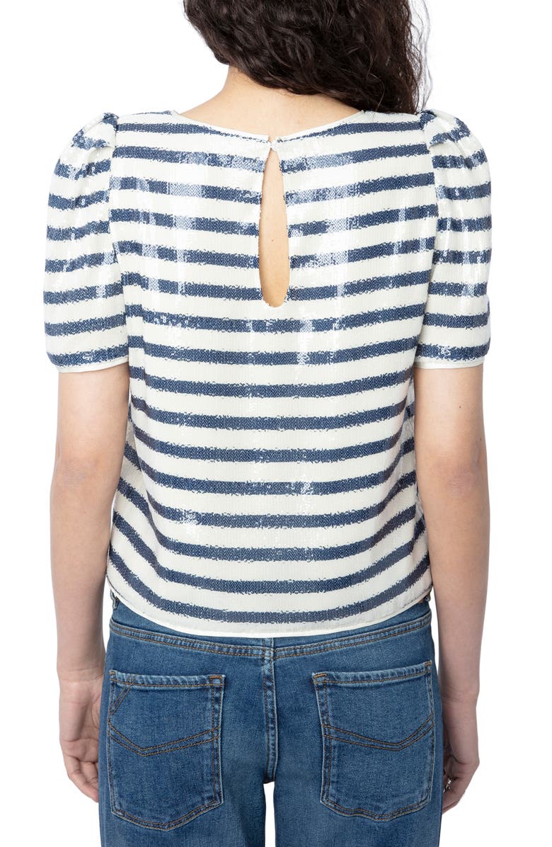 Zadig & Voltaire Tchao Sequin Stripe Top, Alternate, color,