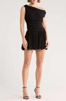 LE LIS Off the Shoulder Ruched Chiffon Top & Skirt Set