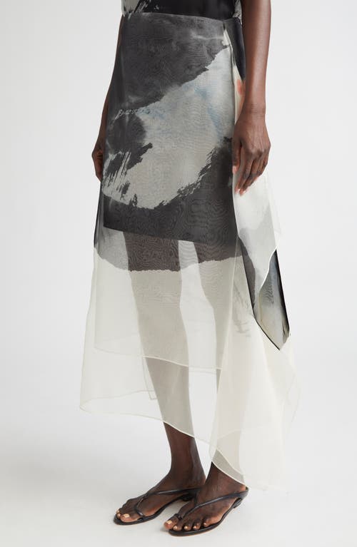 Jason Wu Collection Sheer Asymmetric Handkerchief Hem Silk Organza Midi Skirt