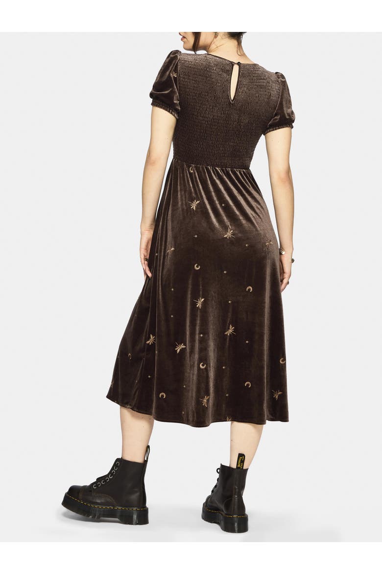 Seraphine Dragonfly Velour Midi Dress, Alternate, color, Brown