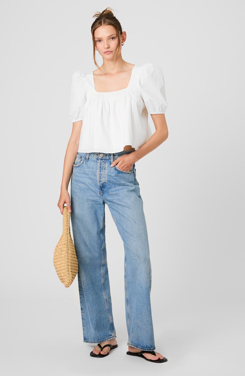 French Connection Cambria Cotton Puff Sleeve Top, Alternate, color, Summer White
