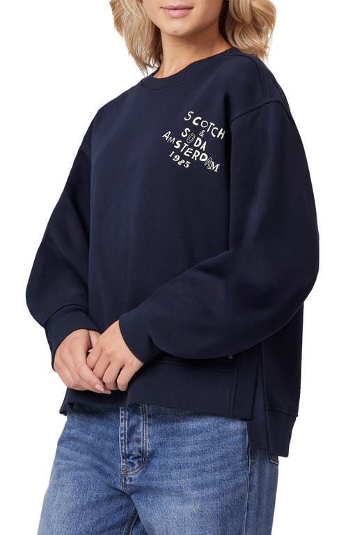 Scotch & Soda Oversize Side Vent Sweatshirt In Blue