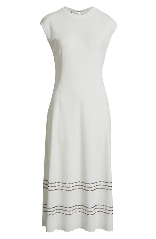 Misook Sleeveless Scalloped Knit A-line Midi Dress