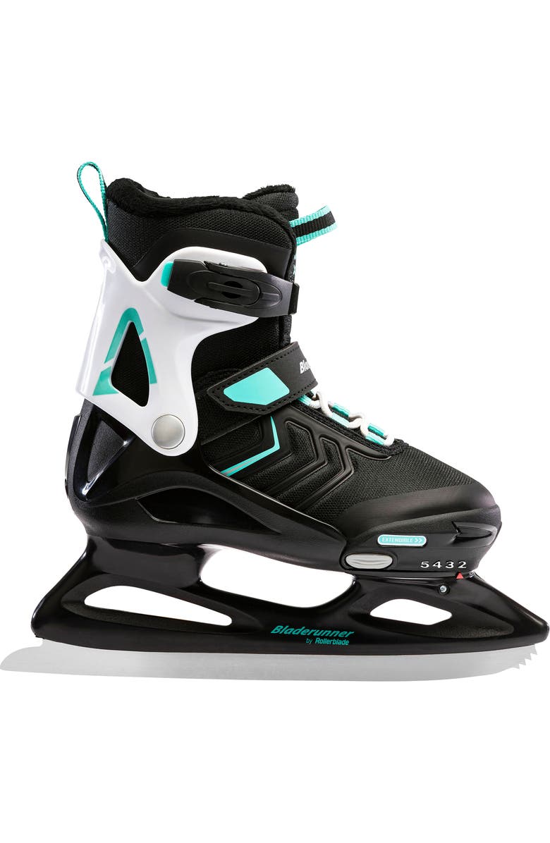 Rollerblade Bladerunner by Bladerunner Micro XT Girls Adjustable Ice Skates, Main, color, Black/Teal