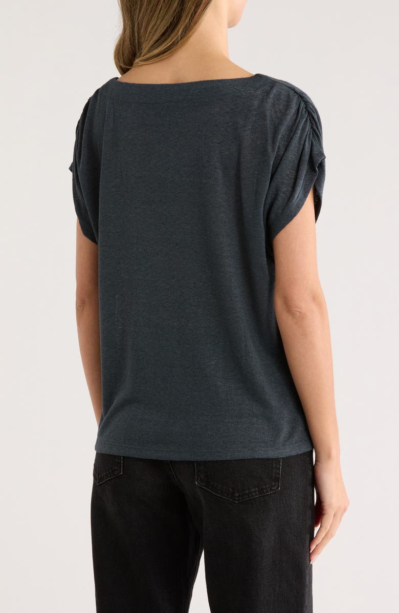 Bobeau Caty Shirred Shoulder T-Shirt, Alternate, color, Pirate Black