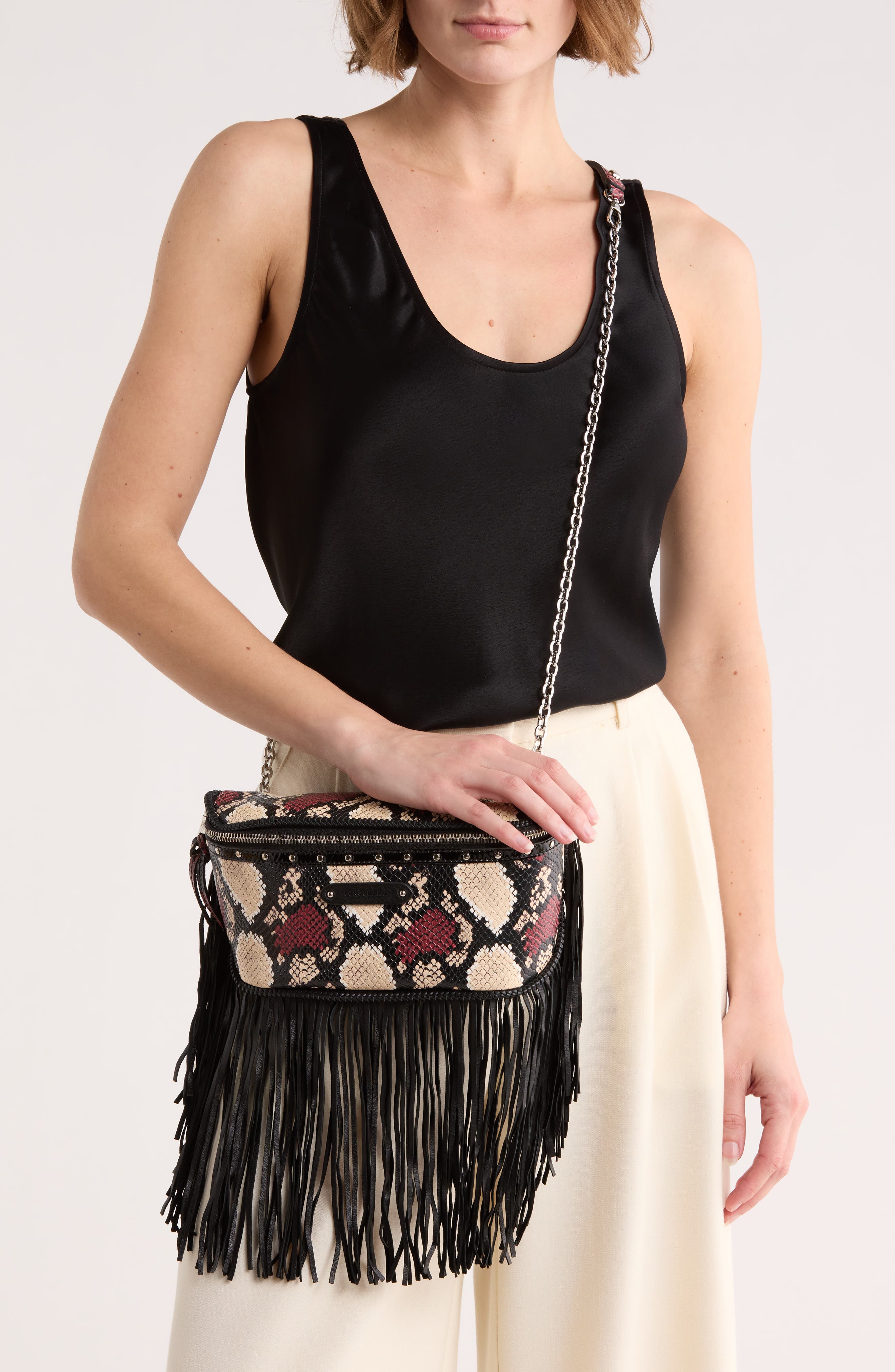 Longchamp Snake Embossed Leather Belt Bag, Alternate, color, 