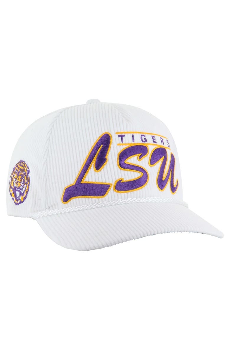 '47 Men's '47 White LSU Tigers Gridiron Double Header Hitch Adjustable Hat, Main, color, 