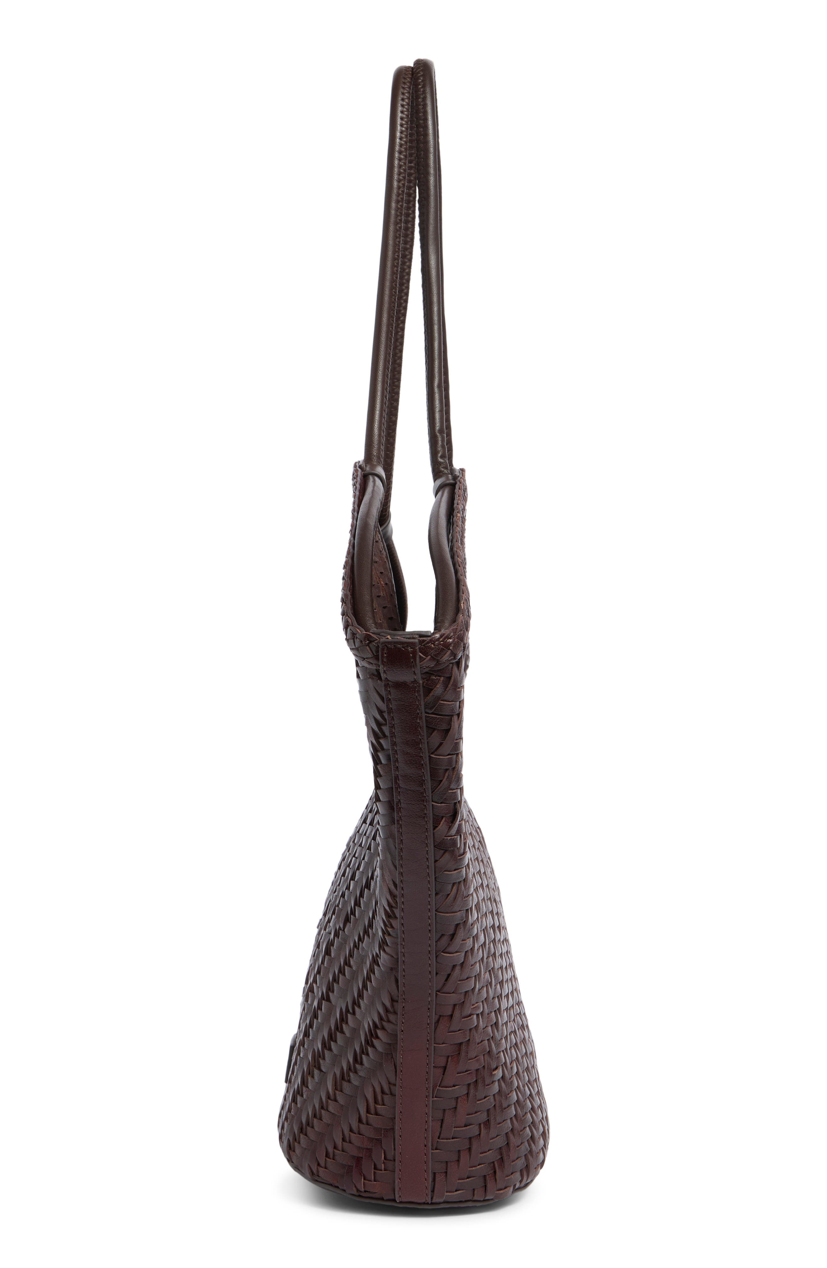 Lynn Woven Leather Tote, Alternate, color, BROWN