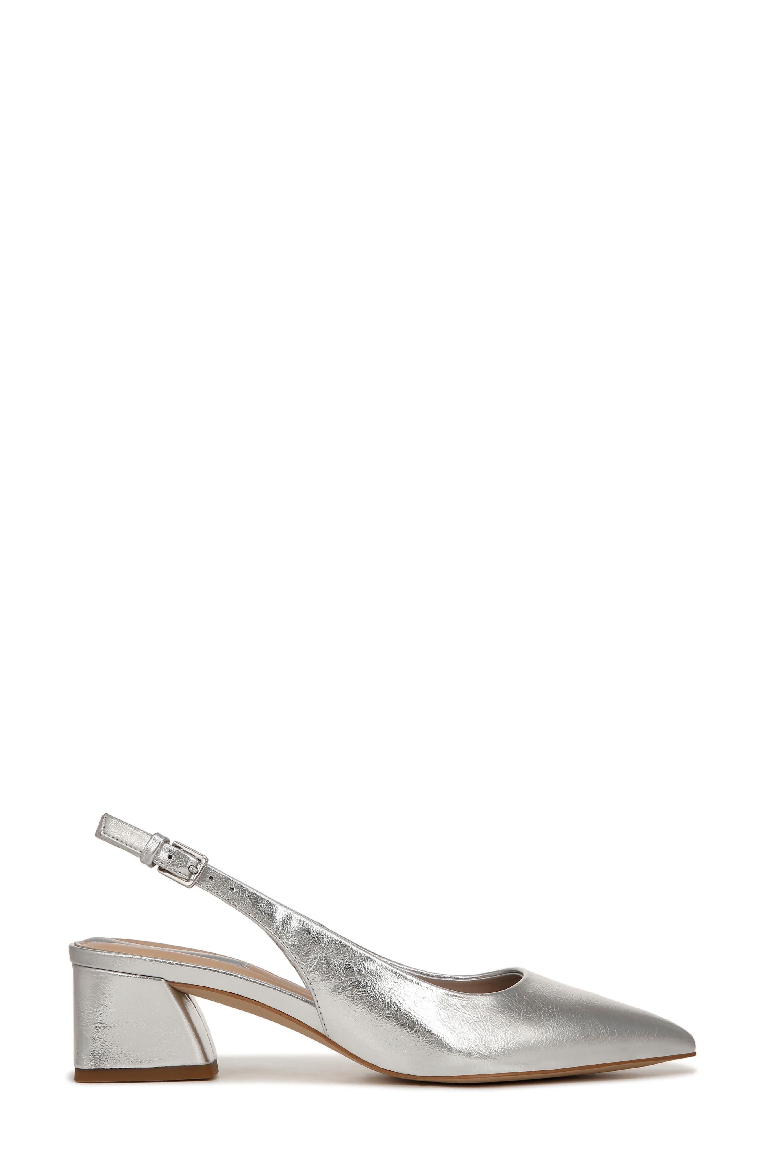 Racer Slingback Pointed Toe Pump, Alternate, color, SILVER