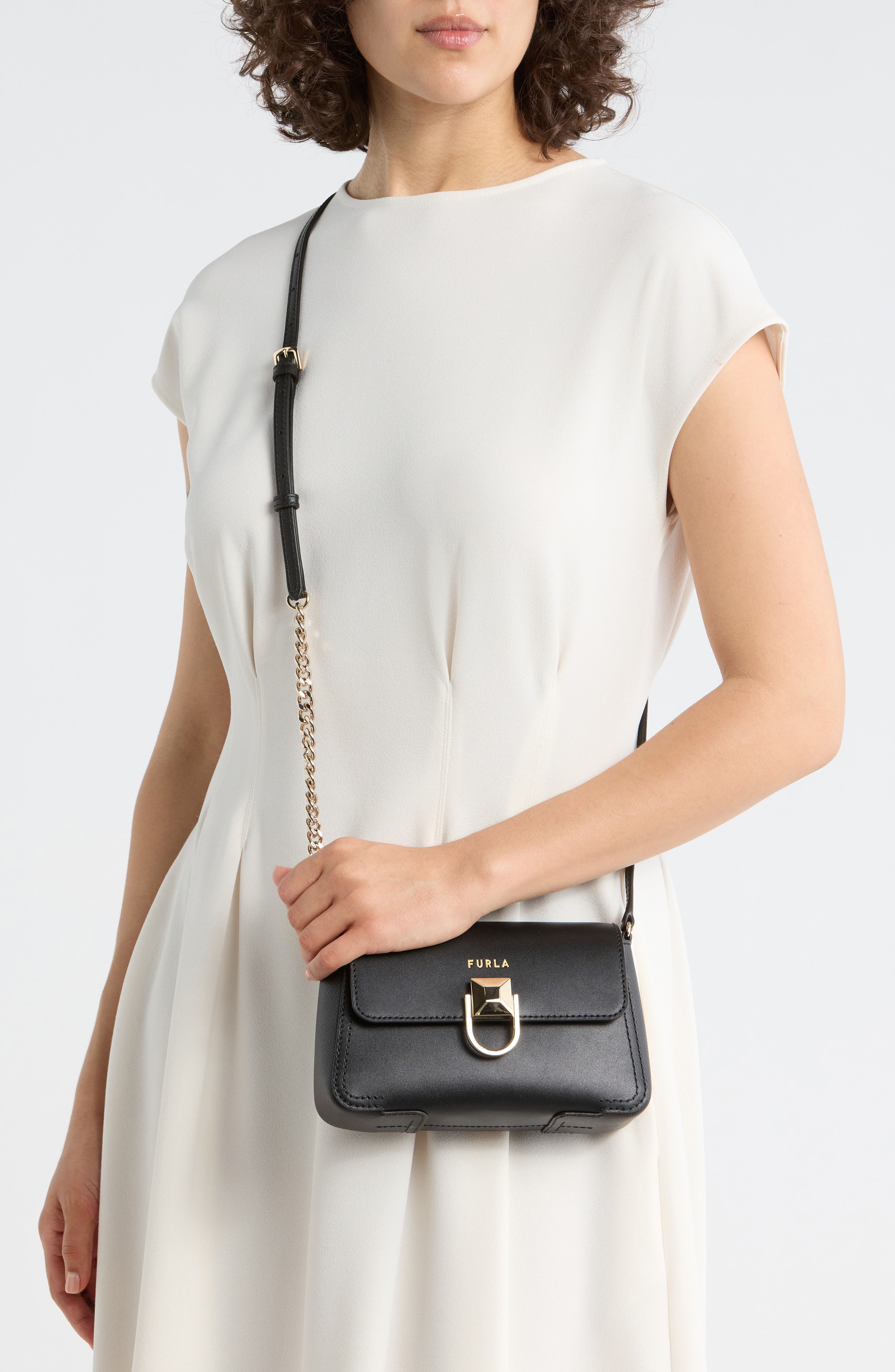 Furla Circe Mini Crossbody Bag, Alternate, color, Nero