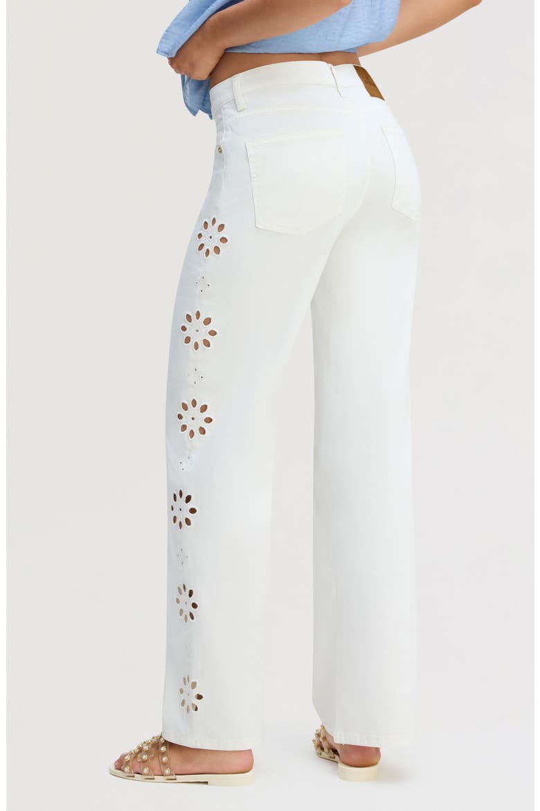 Cutout Wide Leg Jeans, Alternate, color, ECRU