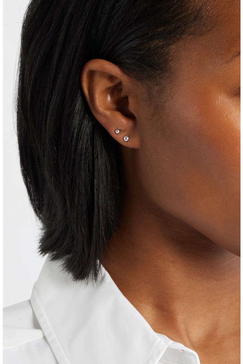 Demi Fine Set of 3 Ball Stud Earrings, Alternate, color, STERLING SILVER PLATED