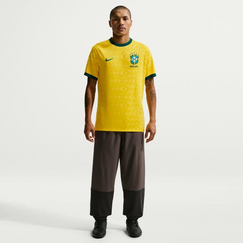 Men's Nike Yellow Brazil National Team Home Sublimated Dri-FIT Soccer Top