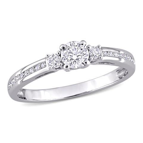 Diamond 3-Stone Ring 10k White Gold