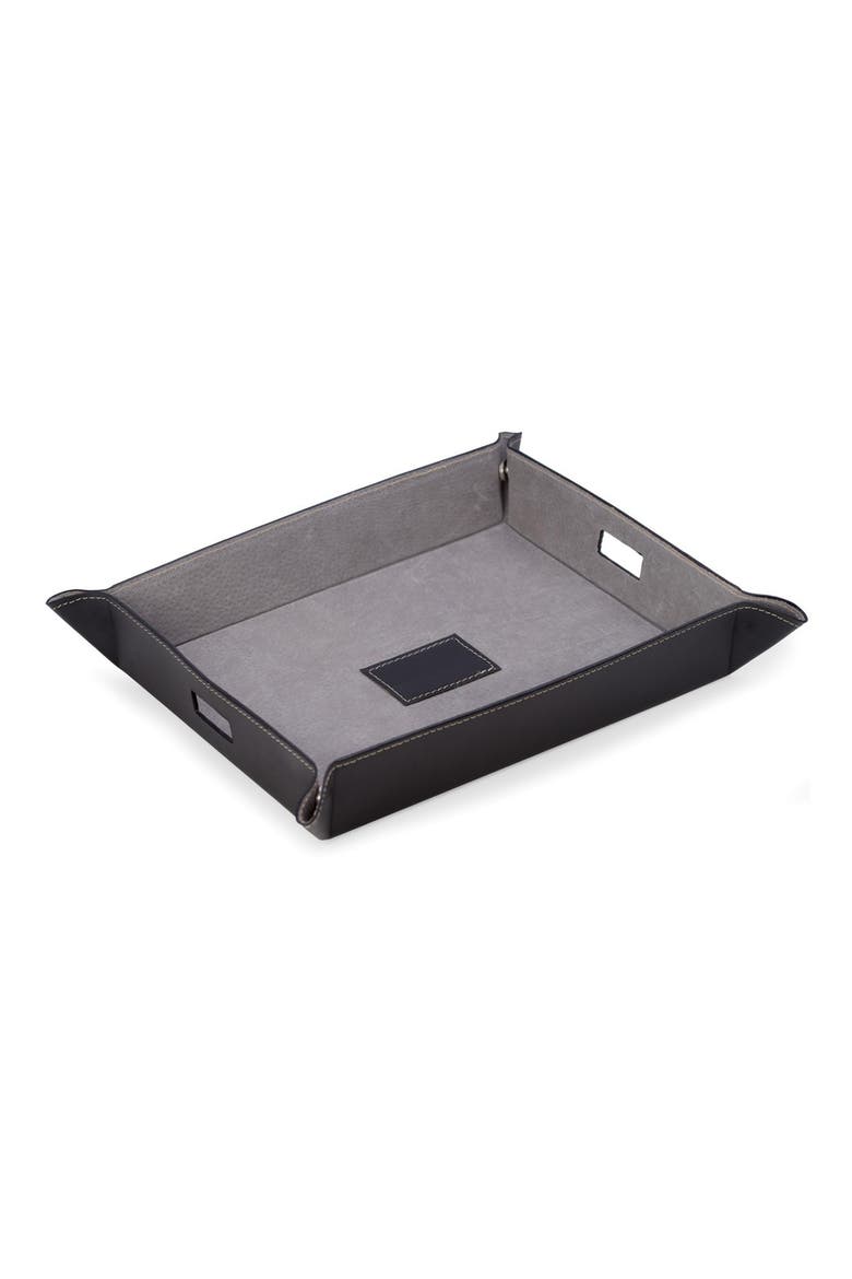 Black Leather Valet & Charging Station, Main, color, BLACK