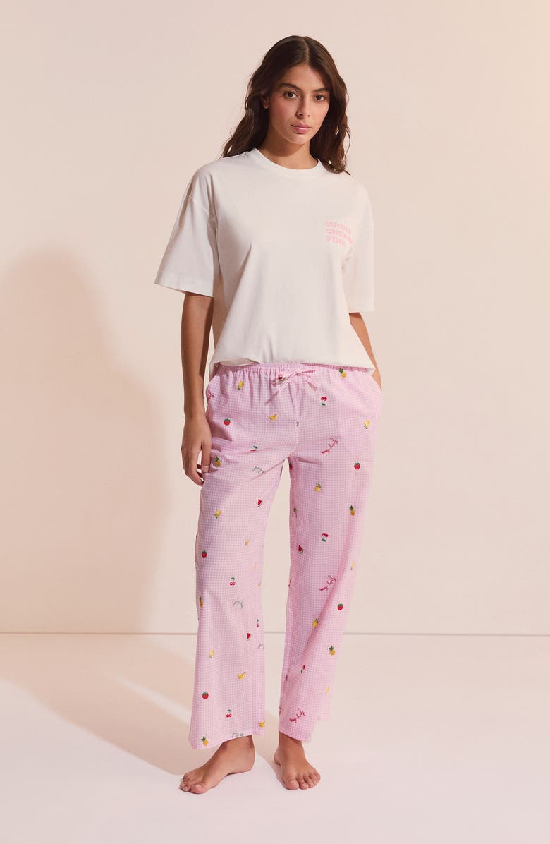 Etam Brisa Cotton Pajama Pants, Alternate, color, Candy-Pink