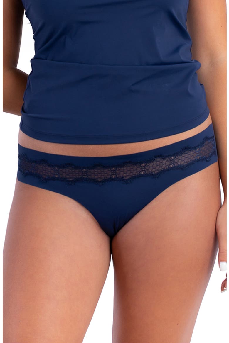 Soft Seamless Thong with Lace, Main, color, DRESS BLUE