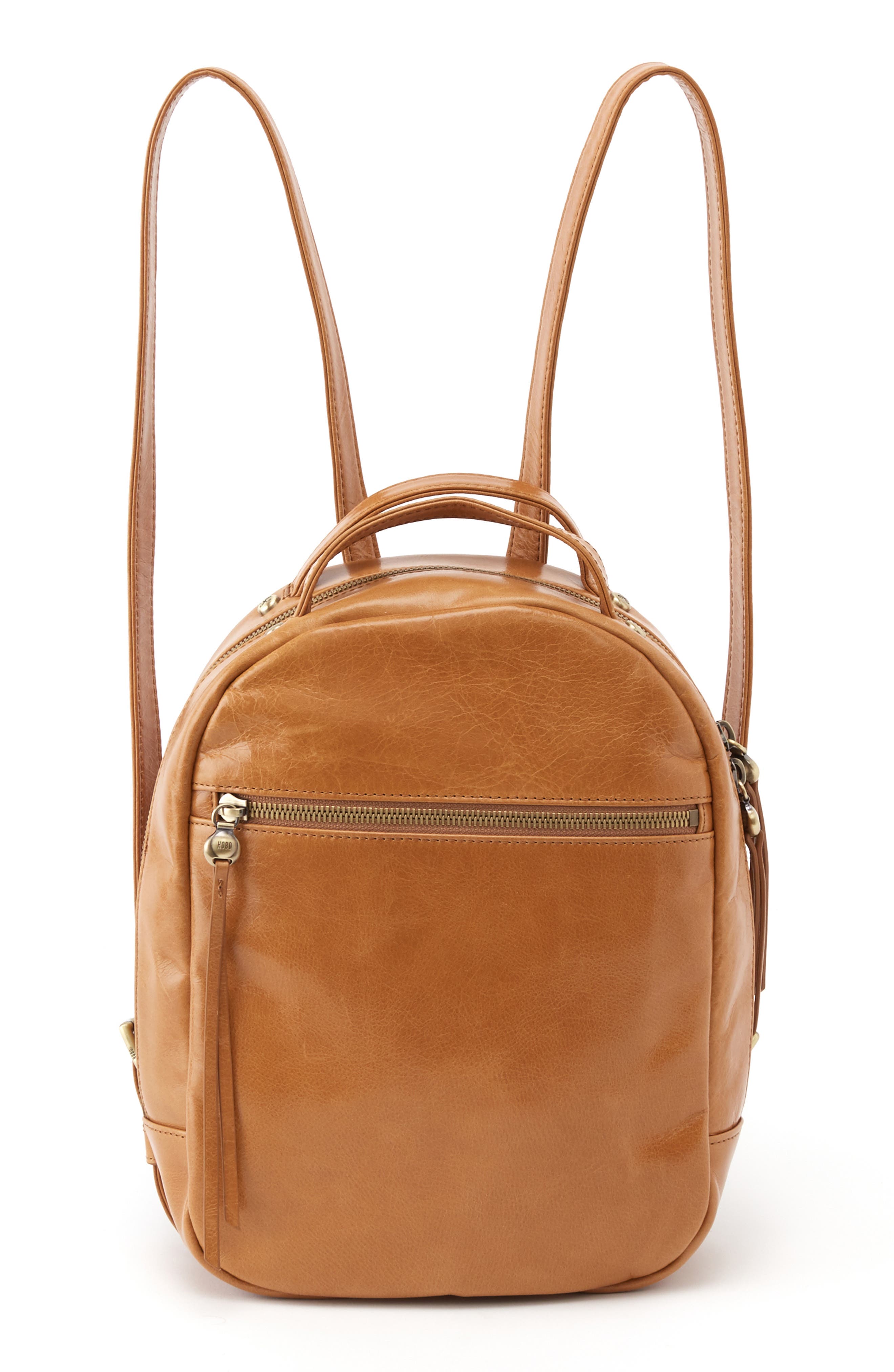 Hogan Leather Backpack, Main, color, HONEY