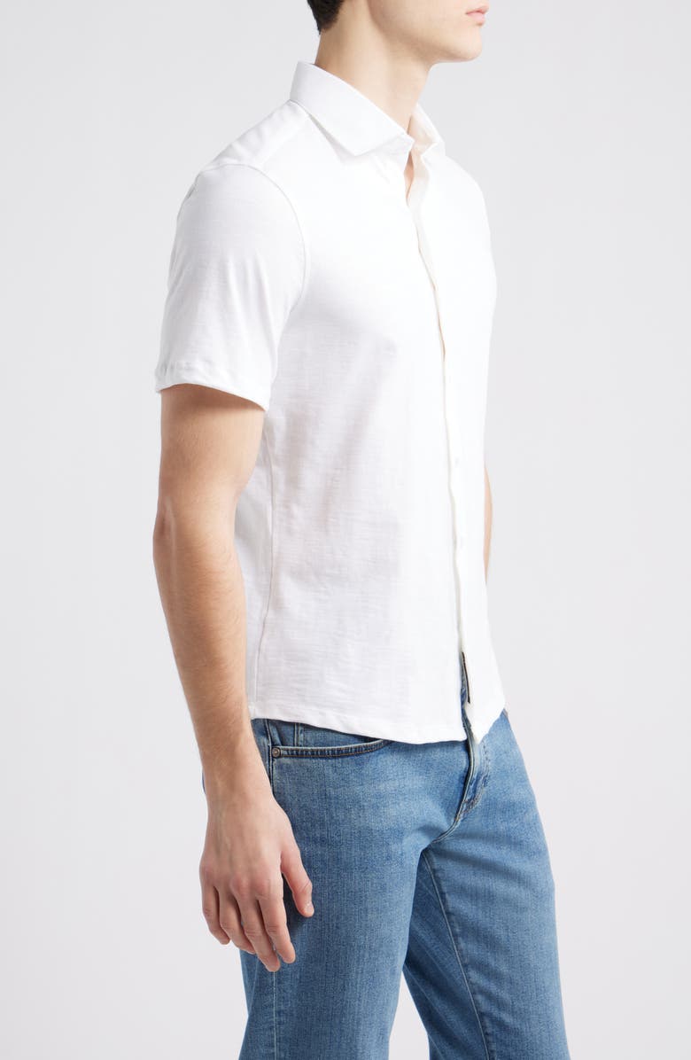 Robert Barakett Kimberton Short Sleeve Knit Button-Up Shirt, Alternate, color, White