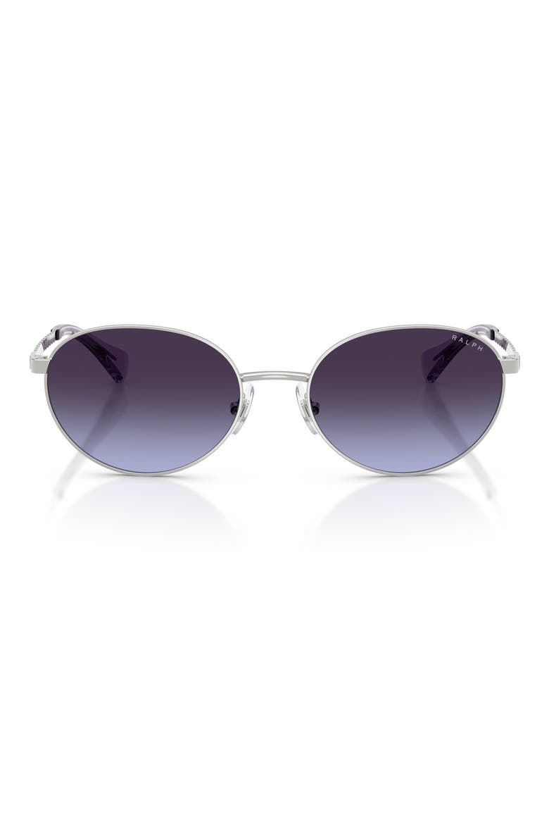 55mm Oval Sunglasses, Main, color, SHINY SILVER / GRADIENT BLU