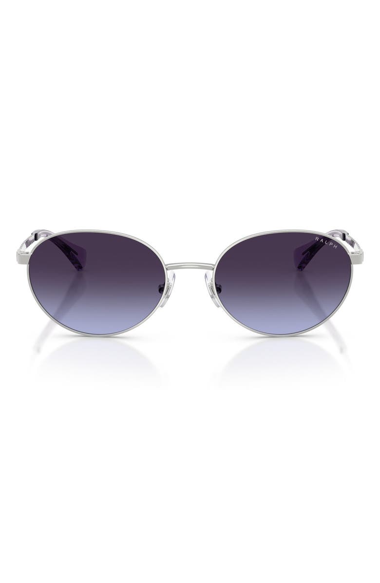 Ralph Lauren 55mm Oval Sunglasses, Main, color, Shiny Silver / Gradient Blu