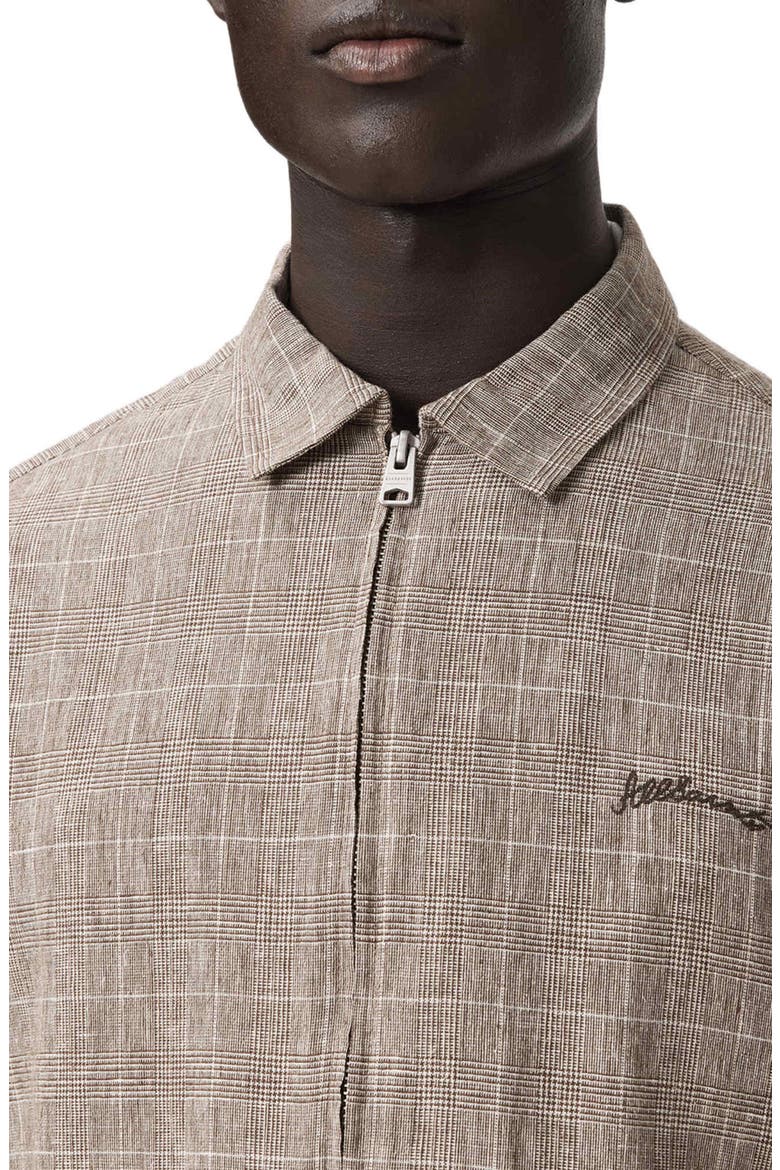 Keal Embroidered Logo Glen Plaid Linen Blend Jacket, Alternate, color, SEDIMENT BROWN