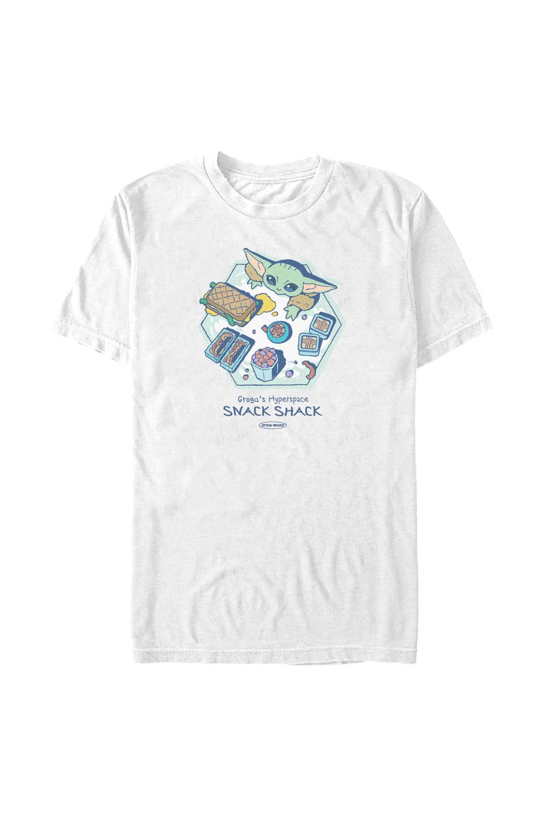 Men's Star Wars The Mandalorian and Grogu The Child Hyperspace Snack Shack  Graphic T-Shirt, Main, color, White